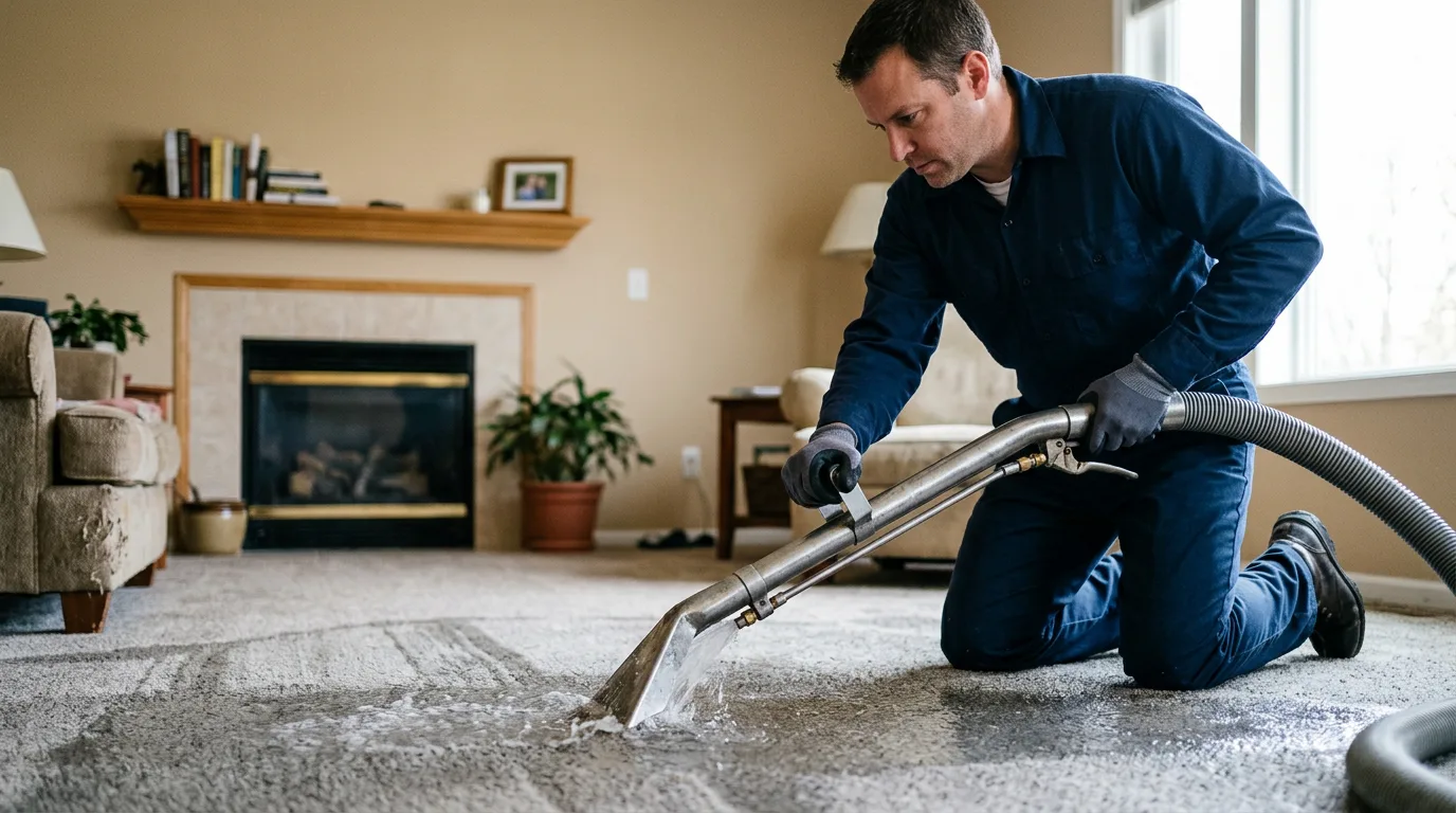 Water damage restoration technician working near Damascus, OH